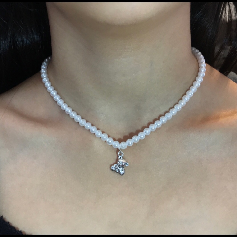 Teddy Bear Pearl Necklace